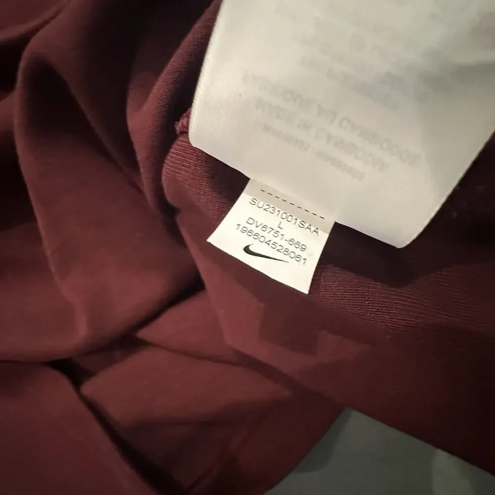 Nike Football Sweatshirt Henley Quarter Zip Pullover Mens L Maroon Embroidery